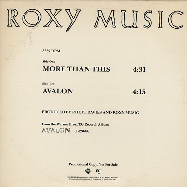 Roxy Music / More Than This / Avalon