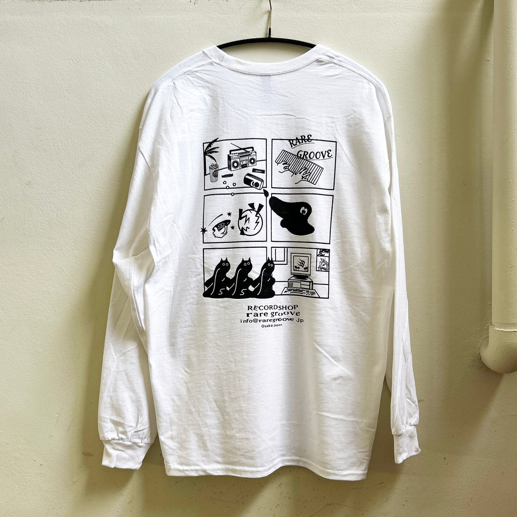 RECORD SHOP rare groove Original LS T-shirts (White）
